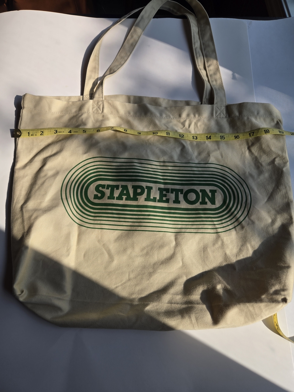 Staple Beige Canvas Tote Bag with Green Logo